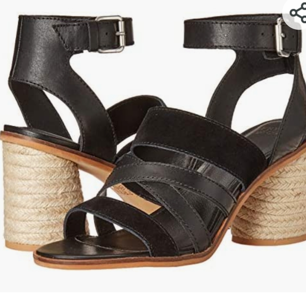 Frye Leiah Mixed Leather Strap Sandals with Espadrille style Heels